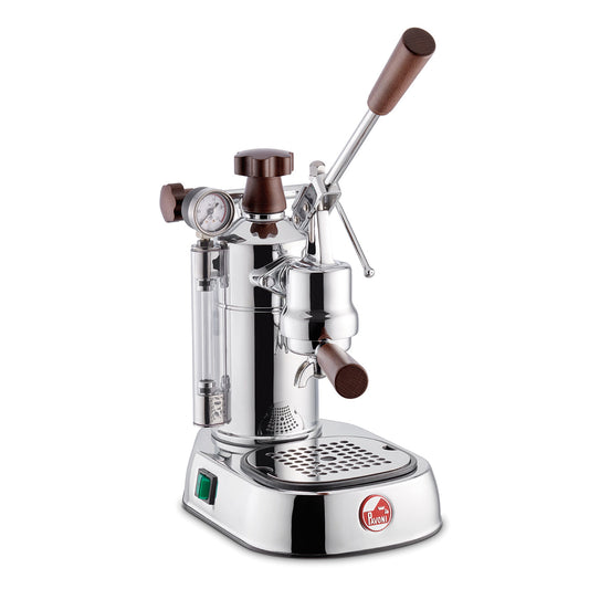 La Pavoni Professional PCW 16 Chrome & Wood 16-Cup Lever Espresso Machine