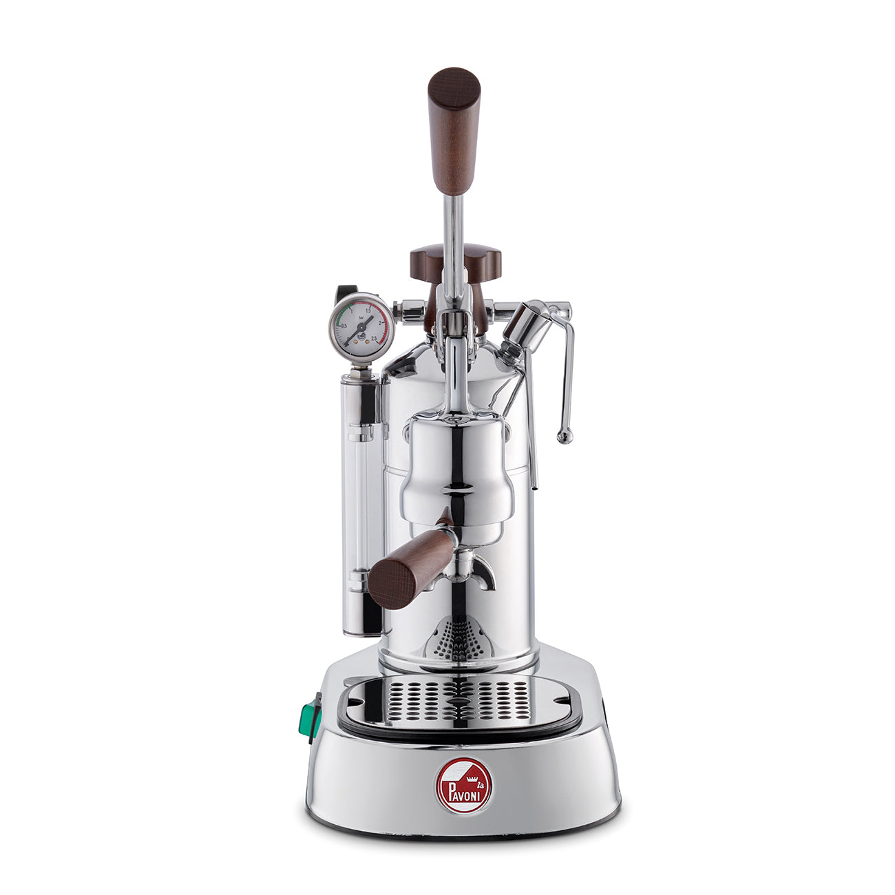 La Pavoni Professional PCW 16 Chrome & Wood 16-Cup Lever Espresso Machine